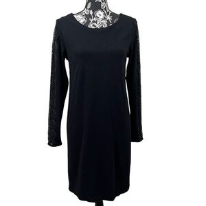 Tahari Black Long Sleeve Dress with Lace Detail